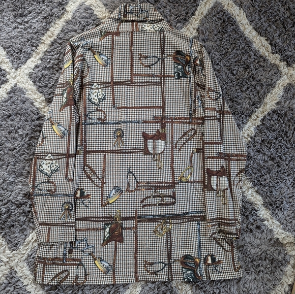 Jones New York Sport 100% Cotton Equestrian Print Long Sleeve Tunic Turtle Neck - Picture 10 of 10